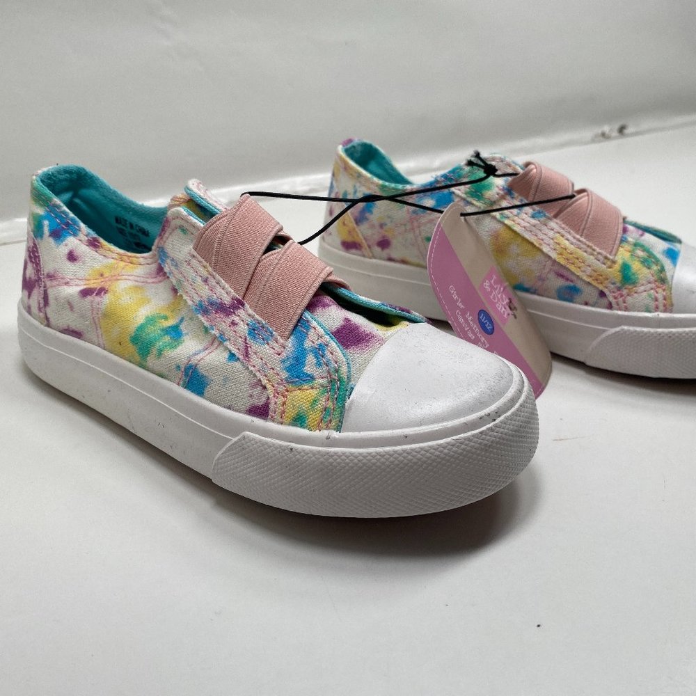 Lily and Dan Girls Memory Foam Canvas Shoes 11/12 Tye Dyed Low Tops